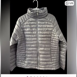 Jason WU Womens Silver Puffer Jacket  With Travel Bag XL NWT